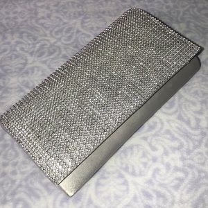 Silver jeweled clutch purse
